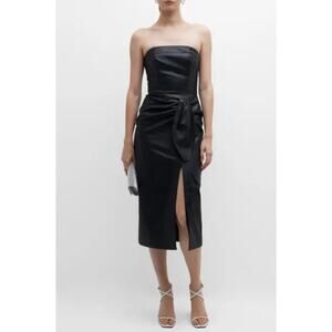 Shoshanna Faux Leather Marlow Midi Strapless Dress - 4